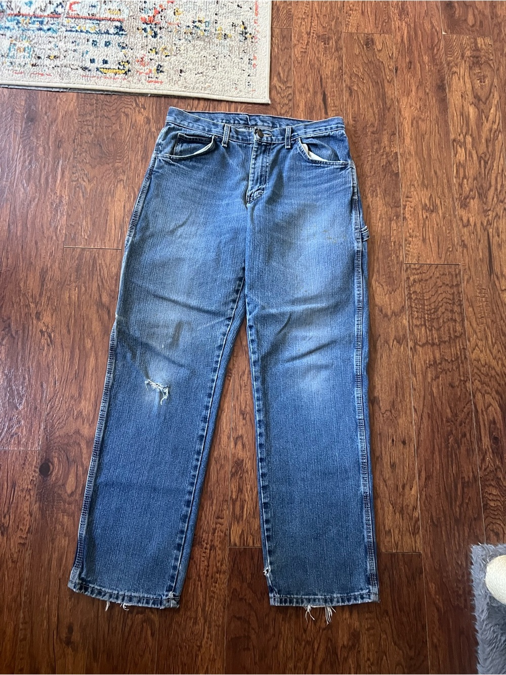 Dickies Carpenter Jeans Mens Size 32x32 Blue Distressed Relaxed Fit Workwear